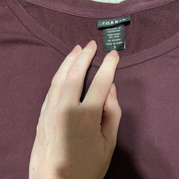 Torrid Burgundy Ruffle Sweatshirt - Picture 3 of 5